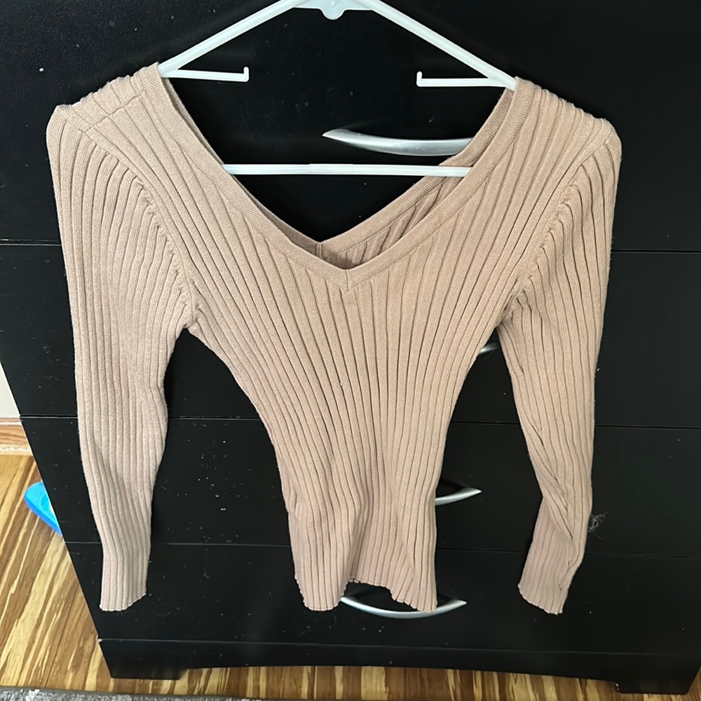 Shein long sleeve deep v neck